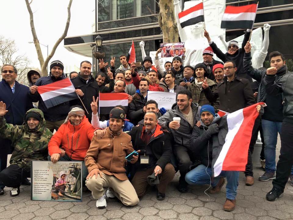 مظاهرة للجالية اليمنية أمام البيت الأبيض للتنديد بجرائم ميلشيات الحوثي وصالح 