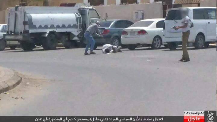 "داعش" يتبنى عملية إغتيال أحد الضباط المتقاعدين بعدن وينشر صور للعملية