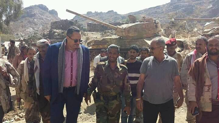 الوزير الصيادي والمحافظ الجعدي يزوران  جبهة مريس شمال الضالع