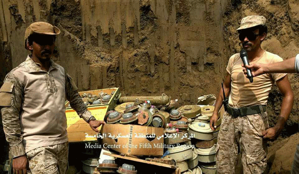 القوات الحكومية تتلف 1500 لغم زرعتها مليشيا الحوثي وصالح بميدي 