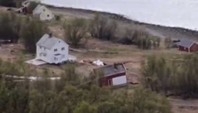 شاهد - انزلاق مدمر يبتلع المنازل في النرويج