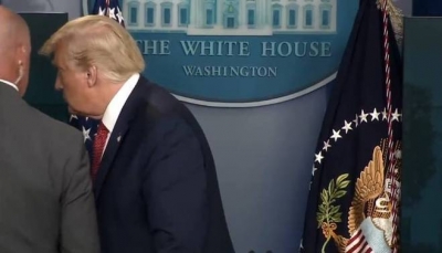 إطلاق نار في البيت الأبيض يجبر ترامب على مغادرة المؤتمر الصحفي (فيديو)