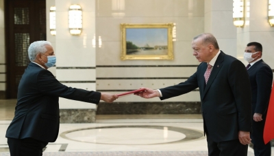 الرئيس التركي يتسلّم أوراق اعتماد سفير اليمن لدى أنقرة