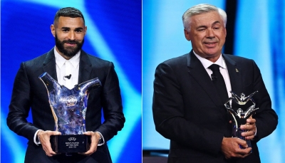 بنزيمة يفوز بجائزة أفضل لاعب وأنشلوني أفضل مدرب في أوروبا لموسم 2021 - 2022