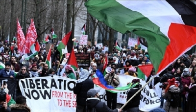 ملتقى اليمنيين في بروكسل يشارك في مسيرة حاشدة للمطالبة بوقف حرب الإبادة الإسرائيلية على غزة